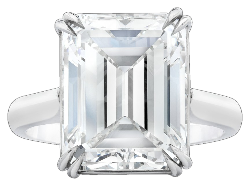 Emerald cut diamond solitaire ring